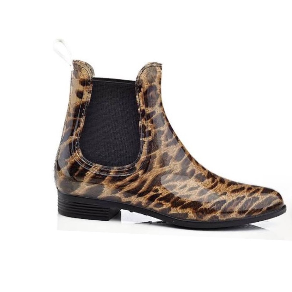 NEW  Henry Ferrera  Shiny Leopard Print Rain Boot
